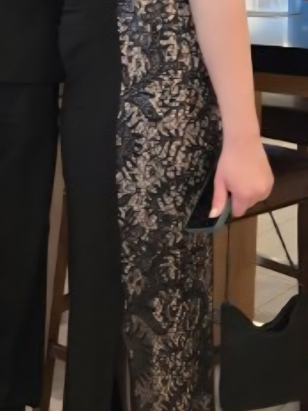 Betsy & Adam Black Lace-Panel Evening Gown - Elegant Long Dress - Picture 10 of 11